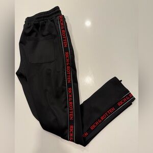 Rich & Rotten Mens Black Joggers with Red Accents